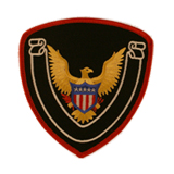 SECURITY – EAGLE W/ SCROLL – GOLD/RED ON BLACK